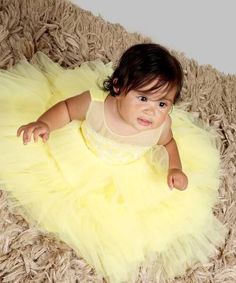 Yellow Gown With Organza Chest And Net Layer Ghera 6