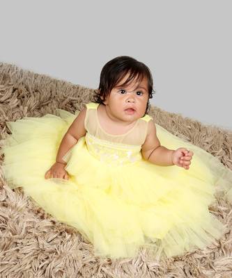 Yellow Gown With Organza Chest And Net Layer Ghera 7