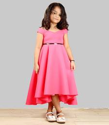 Pink Scuba Gown With Black Strip At Waist