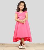Pink Scuba Gown With Black Strip At Waist