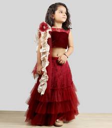 Velvet Choli With Net Ghagra And Frill Dupatta
