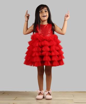 Red Dress With Frill Bottoms 2