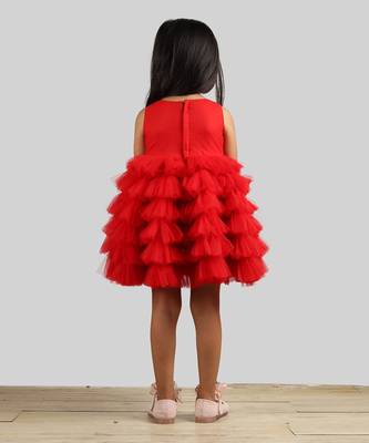 Red Dress With Frill Bottoms 3