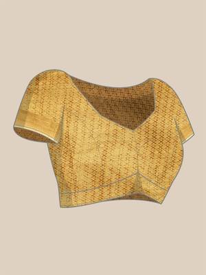 Yellow Woven Cotton Silk Saree With Blouse 5