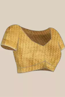 Yellow Woven Cotton Silk Saree With Blouse