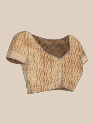 Beige Woven Cotton Silk Saree With Blouse 5