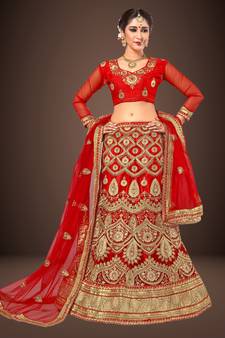 Trendmalls  Net Embroidery Wedding, Party Wear Semi-stitched Latest Lehenga Choli With Dupatta