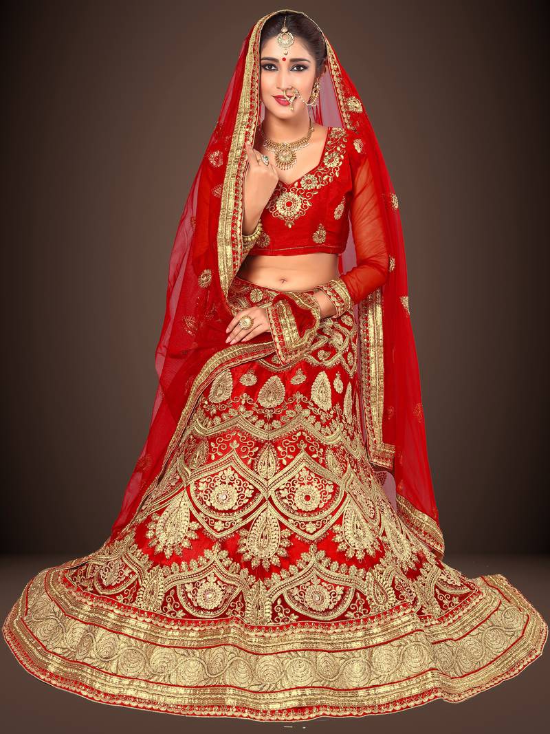 Trendmalls  Net Embroidery Wedding, Party Wear Semi-stitched Latest Lehenga Choli With Dupatta