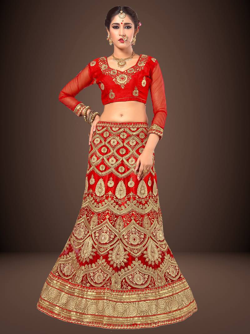 Trendmalls  Net Embroidery Wedding, Party Wear Semi-stitched Latest Lehenga Choli With Dupatta