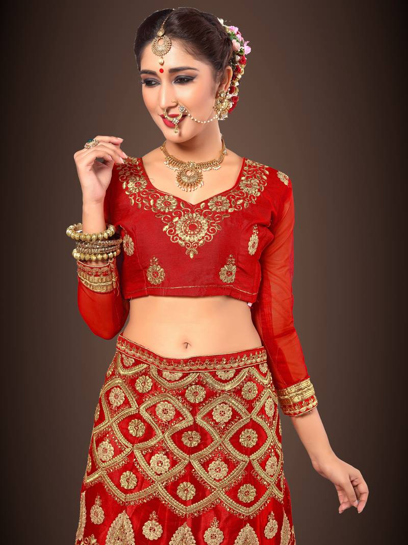 Trendmalls  Net Embroidery Wedding, Party Wear Semi-stitched Latest Lehenga Choli With Dupatta