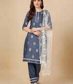 Grey woven cotton cotton-kurtis