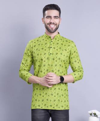 Green printed cotton men-kurtas 1