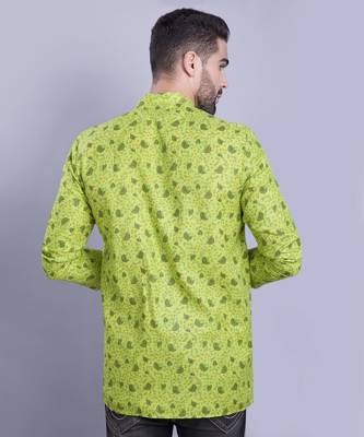 Green printed cotton men-kurtas 2