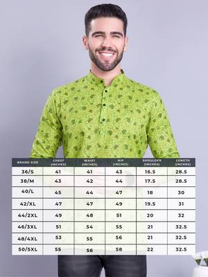 Green printed cotton men-kurtas 5