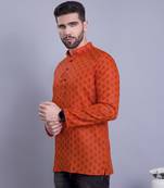 Orange printed cotton men-kurtas