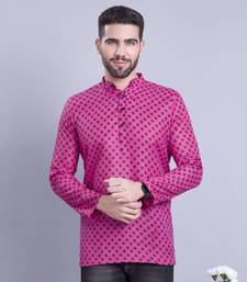 Pink printed cotton men-kurtas