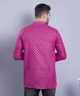 Pink printed cotton men-kurtas 3