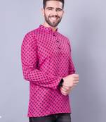 Pink printed cotton men-kurtas