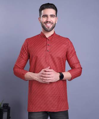 Red printed cotton men-kurtas 2