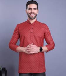 Red printed cotton men-kurtas