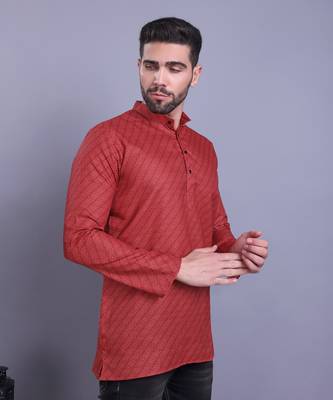 Red printed cotton men-kurtas 1
