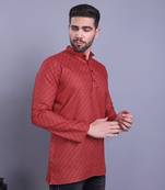 Red printed cotton men-kurtas