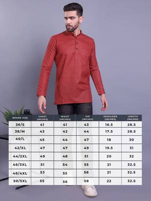 Red printed cotton men-kurtas 5