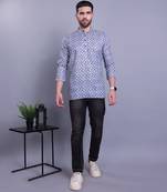 Blue printed cotton men-kurtas