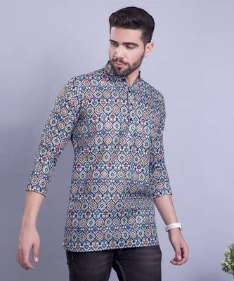 Green printed cotton men-kurtas 2