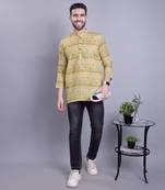Yellow printed cotton men-kurtas