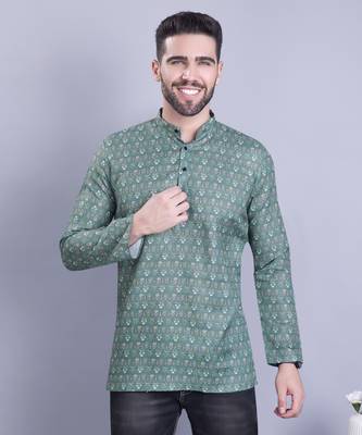 Green printed cotton men-kurtas 1