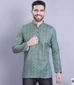 Green printed cotton men-kurtas