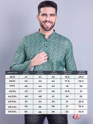 Green printed cotton men-kurtas 5