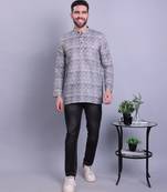 Grey printed cotton men-kurtas