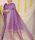 PURPLE BANARASI OCCESIONAL SAREE WITH BLOUSE 
