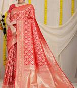 RED BANARASI SILK BEAUTIFUL SAREE WITH BLOUSE 