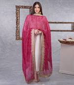 Magenta Bandhani Kashmiri Tilla Embroidered Dupatta With Kurta Set