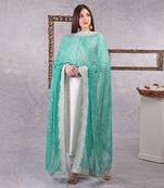Sea Green Leheriya Kashmiri Tilla Embroidered Dupatta With Kurta Set
