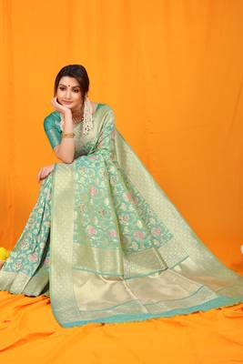 OCEAN COLOUR STUNNING BANARASI SILK SAREE 2
