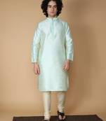 MAAHI FABS Green embroidered blended cotton kurta pajama