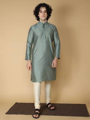 MAAHI FABS Green embroidered blended cotton kurta pajama 1