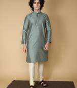 MAAHI FABS Green embroidered blended cotton kurta pajama