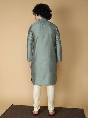 MAAHI FABS Green embroidered blended cotton kurta pajama 2