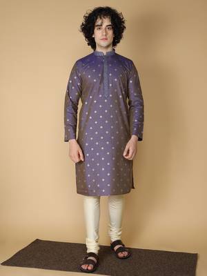 MAAHI FABS Purple printed blended cotton kurta pajama 1
