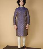 MAAHI FABS Purple printed blended cotton kurta pajama