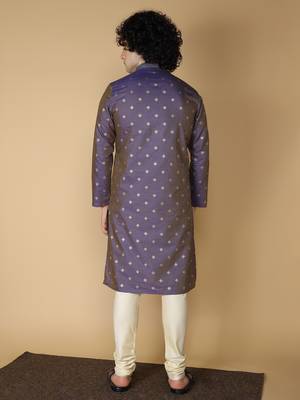 MAAHI FABS Purple printed blended cotton kurta pajama 2