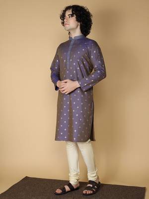 MAAHI FABS Purple printed blended cotton kurta pajama 3