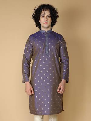 MAAHI FABS Purple printed blended cotton kurta pajama 4