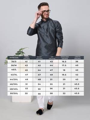 Blue printed art silk men-kurtas 5