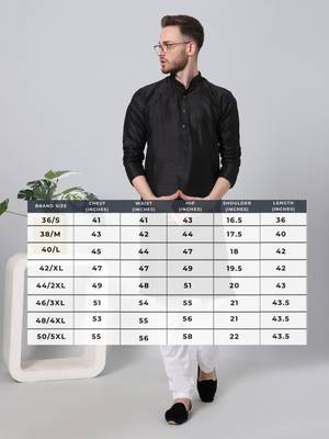 Black printed art silk men-kurtas 5